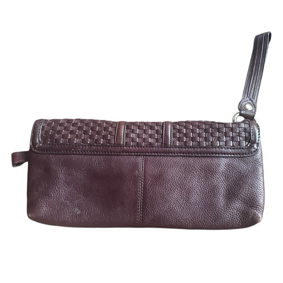 ELLIOTT LUCCA Leather brown Woven Envelope Rectangle Flip Handbag Clutch purse - Picture 11 of 14